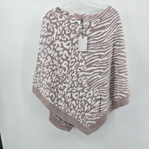 Barefoot Dreams CozyChic Ultra Lite Ocean Breeze Poncho Zebra/Leopard Prints NWT